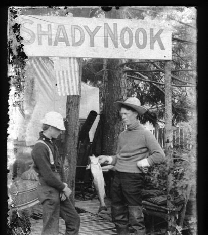 Print from glass plate negative. 
CV Jones, may be Baker Bay on Long Beach